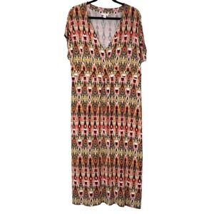 J Jill Women's Maxi Drape Dress Boho Cottage Core Paisley Print Sz L LP Vacation
